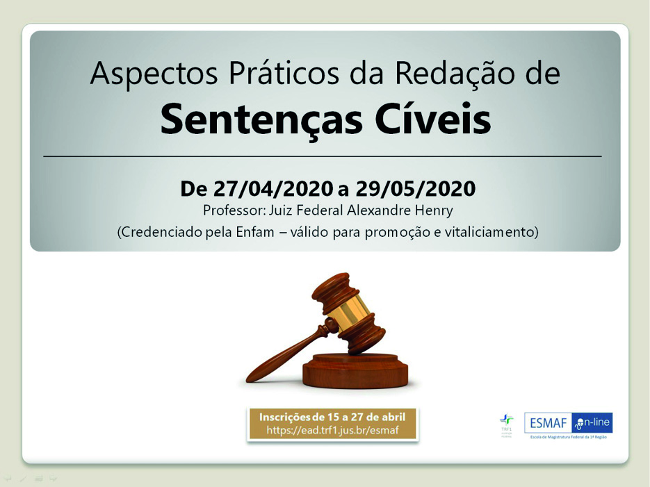EaD 8 - Aspectos Práticos da Redação de Sentenças Cíveis